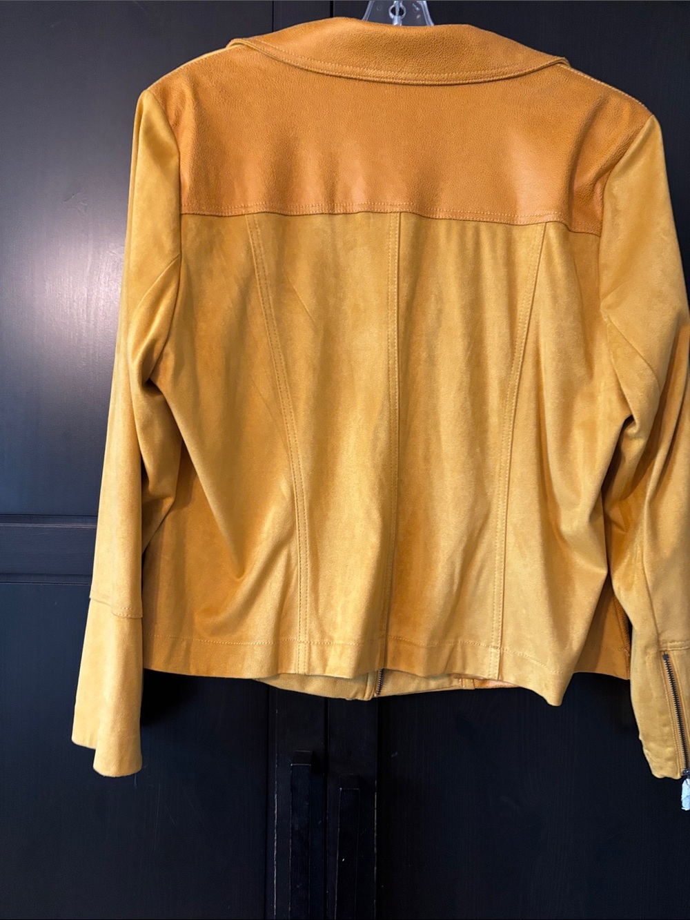 LAURA Golden Yellow Faux Leather Moto Jacket - Picture 3 of 4